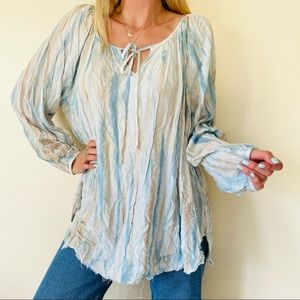 Joan Vass Blue and Cream Blouse